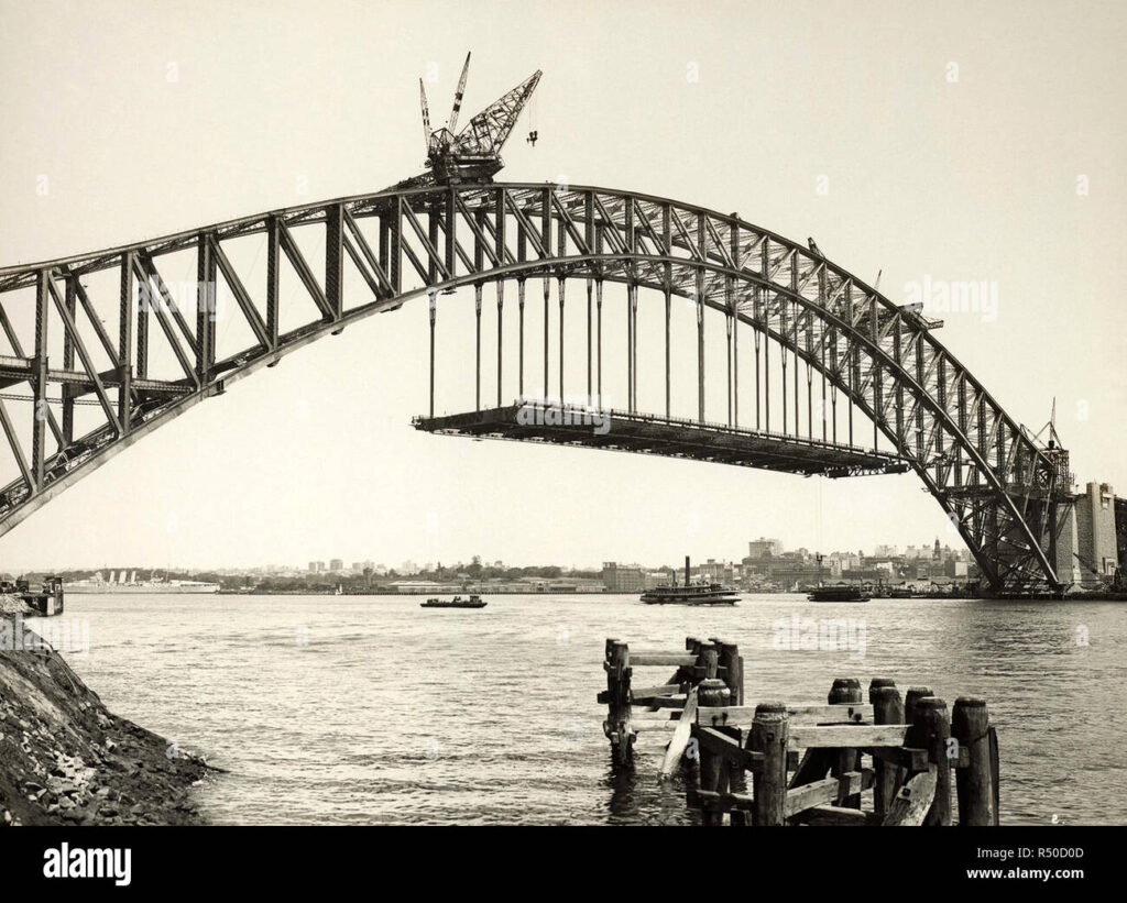 sydney harbour bridge en construccion 1927 1932 new south wales australia 1930 de milsons point r50d0d